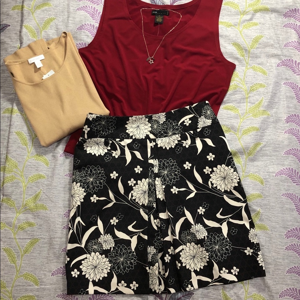 Ann Taylor LOFT Floral Pleated Skirt with Pockets! 6P Petite - Picture 1 of 8